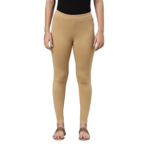 Women Cotton Solid Belt Ankle Length Legging