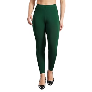 Women Cotton Solid Belt Ankle Length Legging