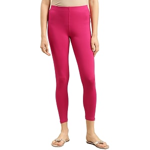 Women Cotton Solid Belt Ankle Length Legging