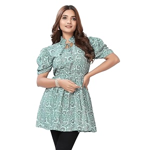 Women Crepe Stylish Solid Trendy Tunic Tops