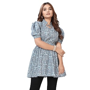 Women Crepe Stylish Solid Trendy Tunic Tops