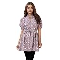 Women Crepe Stylish Solid Trendy Tunic Tops