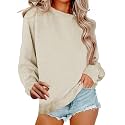 Women Crew Neck Sweatshirts Fall Casual Oversized Sweat Shirts Long Sleeve Cute Preppy Sweatshirt Comfort Pullover