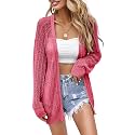 Women Crochet Lightweight Cardigan Cover Up Open Front Long Sleeve Summer Cardigans