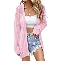 Women Crochet Lightweight Cardigan Cover Up Open Front Long Sleeve Summer Cardigans