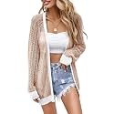 Women Crochet Lightweight Cardigan Cover Up Open Front Long Sleeve Summer Cardigans
