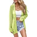 Women Crochet Lightweight Cardigan Cover Up Open Front Long Sleeve Summer Cardigans