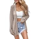 Women Crochet Lightweight Cardigan Cover Up Open Front Long Sleeve Summer Cardigans