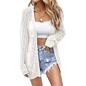 Women Crochet Lightweight Cardigan Cover Up Open Front Long Sleeve Summer Cardigans