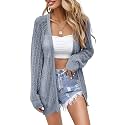 Women Crochet Lightweight Cardigan Cover Up Open Front Long Sleeve Summer Cardigans