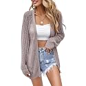 Women Crochet Lightweight Cardigan Cover Up Open Front Long Sleeve Summer Cardigans