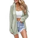 Women Crochet Lightweight Cardigan Cover Up Open Front Long Sleeve Summer Cardigans