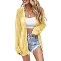 Women Crochet Lightweight Cardigan Cover Up Open Front Long Sleeve Summer Cardigans