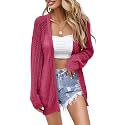 Women Crochet Lightweight Cardigan Cover Up Open Front Long Sleeve Summer Cardigans