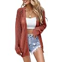 Women Crochet Lightweight Cardigan Cover Up Open Front Long Sleeve Summer Cardigans