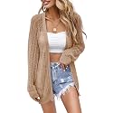 Women Crochet Lightweight Cardigan Cover Up Open Front Long Sleeve Summer Cardigans