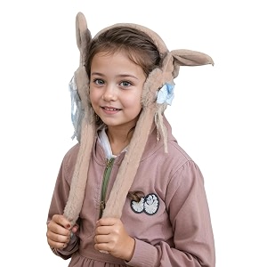 women cute rabbit moving ears amp sound earmuff soft cozy plush winter ear warmer for cold weather outdoor headband for kids girls boys age above 5 yrs