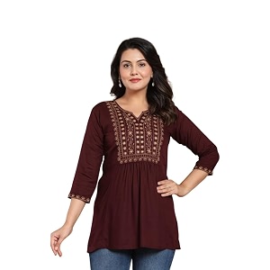 Women Embroidered Anarkali Short Kurti Stylish