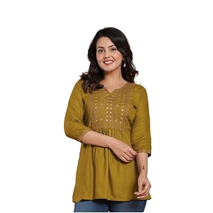 Women Embroidered Anarkali Short Kurti Stylish