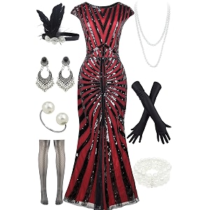 Women Evening Maxi Long Dress 1920s Sequin