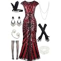 Women Evening Maxi Long Dress 1920s Sequin