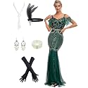 Women Evening Maxi Long Dress 1920s Sequin