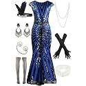 Women Evening Maxi Long Dress 1920s Sequin