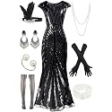 Women Evening Maxi Long Dress 1920s Sequin