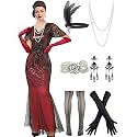 Women Evening Maxi Long Dress 1920s Sequin