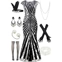 Women Evening Maxi Long Dress 1920s Sequin