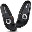 Women Fashion Cross Strap Sliders with Crystal