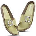 Women Fashion Cross Strap Sliders with Crystal
