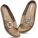 Women Fashion Cross Strap Sliders with Crystal