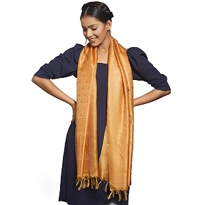 tasselled blue black scarf for women  large amp lightweight polysilk stole for women  stylish hair amp neck scarf wrap amp head scarf for women  silk feel stole for girls - all season