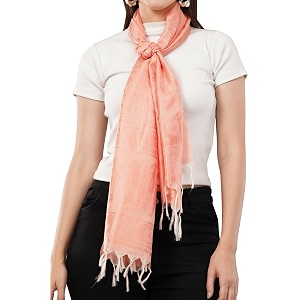 tasselled light orange stole for women  large amp lightweight polysilk stole for women  stylish hair amp neck scarf wrap amp head scarf for women  silk feel stole for girls - all season