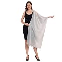 Tasselled Blue Black Scarf for Women | Large &amp; Lightweight PolySilk Stole for Women | Stylish Hair &amp; Neck Scarf, Wrap, &amp; Head Scarf for Women | Silk feel Stole for Girls - All Season