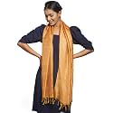 Tasselled Blue Black Scarf for Women | Large &amp; Lightweight PolySilk Stole for Women | Stylish Hair &amp; Neck Scarf, Wrap, &amp; Head Scarf for Women | Silk feel Stole for Girls - All Season
