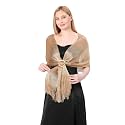 Stoles for Evening Dress with Buckle, Fringes – Polyester Blend, Shimmer Stole Wraps for Weddings, Party | Women’s Clothing