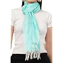 Tasselled Green Scarf for Women | Large &amp; Lightweight PolySilk Stole for Women | Stylish Hair &amp; Neck Scarf, Wrap, &amp; Head Scarf for Women | Silk feel Stole for Girls - All Season