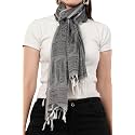 Tasselled Silken Feel Scarf for Female | Large &amp; Lightweight Polysilk Stole| Stylish Hair &amp; Neck Scarf, Wrap, &amp; Head Scarf for Female |Silk Feel Stole For Girls-All Season, Grey