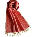 Tasselled Onion Red Scarf for Women | Large &amp; Lightweight PolySilk Stole for Women | Stylish Hair &amp; Neck Scarf, Wrap, &amp; Head Scarf for Women | Silk feel Stole for Girls - All Season