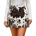 Women Faux Suede Fringe Mini Skirt Western