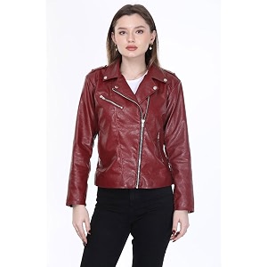 women fauxleather jacket trending biker