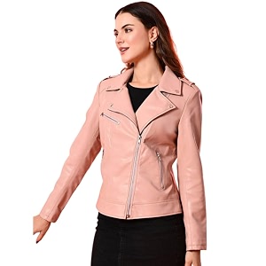 women fauxleather jacket trending biker