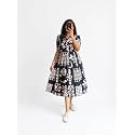 Women Fit and Flare Blue Calf Length