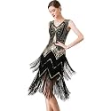 Women Flapper Dresses 1920s V Neck Beaded Fringed Great Gatsby Club &amp; Night Out Dresses