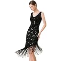 Women Flapper Dresses 1920s V Neck Beaded Fringed Great Gatsby Club &amp; Night Out Dresses