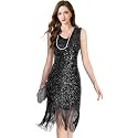 Women Flapper Dresses 1920s V Neck Beaded Fringed Great Gatsby Club &amp; Night Out Dresses