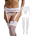 Women Floral Lace Garter Belt Set with 4 Straps Plus Size Suspender Belt