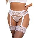 Women Floral Lace Garter Belt Set with 4 Straps Plus Size Suspender Belt
